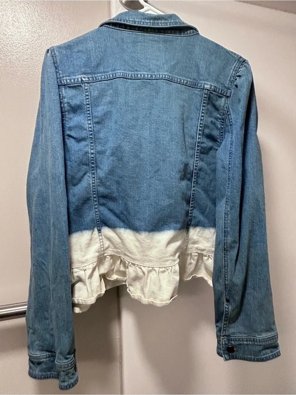 kate spade Blue and Cream Dip-Dye Peplum Denim Jacket - Picture 3 of 3